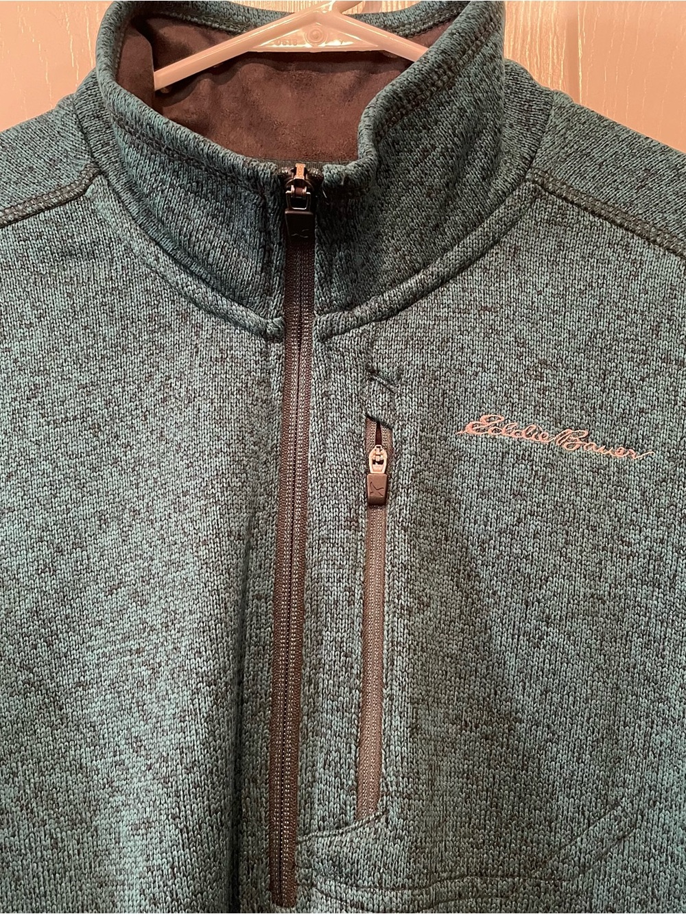 Eddie Bauer Men’s Large Dark Teal Half-Zip Fleece Pullover Sweater New with Tags - Picture 2 of 10
